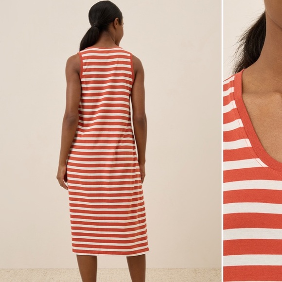 PACT ORGANIC COTTON SOFTSPUN MIDI TANK DRESS SIZE XL IN PALISADE STRIPE - Picture 5 of 8